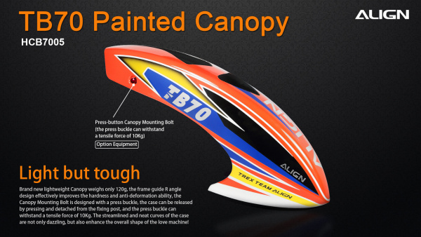 Kabina (Kanopa) Orange pro T-REX TB70 Painted HCB7005 - Kliknutm na obrzek zavete