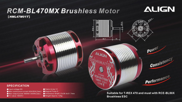 470MX Brushless Motor(1800KV) HML47M01 - Kliknutm na obrzek zavete