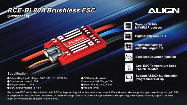 Regultor RCE-BL80A Brushless ESC HES08003 - Kliknutm na obrzek zavete