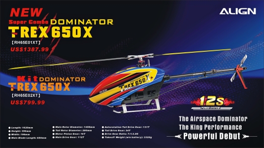 T-REX 650X Dominator Super Combo (12S) RH65E01X - Kliknutm na obrzek zavete