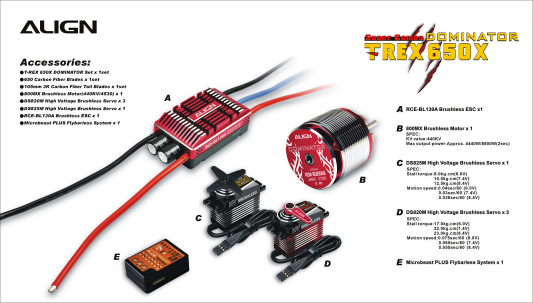T-REX 650X Dominator Kit (12S) RH65E02X - Kliknutm na obrzek zavete
